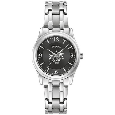 Bulova Ladies' Silver-tone Bracelet Watch with Black Dial