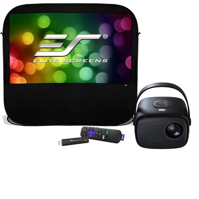 Naxa-Emerson-Victor Mini Led Projector, 84" Pop-Up Screen + Roku Streaming Stick