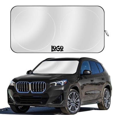 Car Windshield Sun Shade w/ Storage Pouch