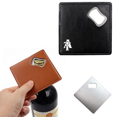 Leather Coaster With Hidden Bottle Opener