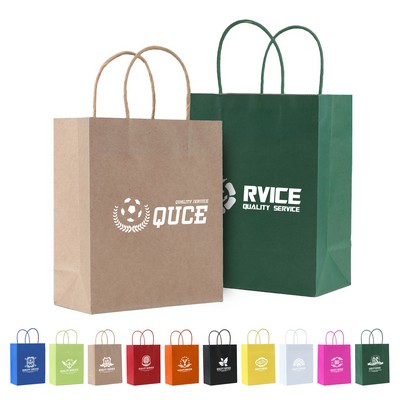 Coloured Retail Shopping/Gift Kraft Paper Tote Bags (5.9'' x 3.15'' x 8.25'')