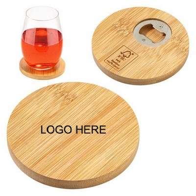 Bamboo Coaster with Bottle Opener