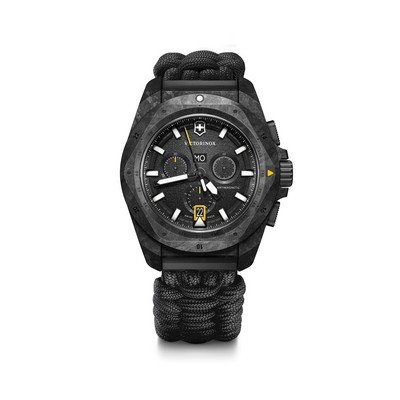 I.N.O.X. Chrono 43mm, black carbon case, black carbon bezel, black dial, black paracord strap