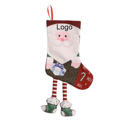 Cartoon Three-Dimensional Christmas Stocking Plaid Gift Bag