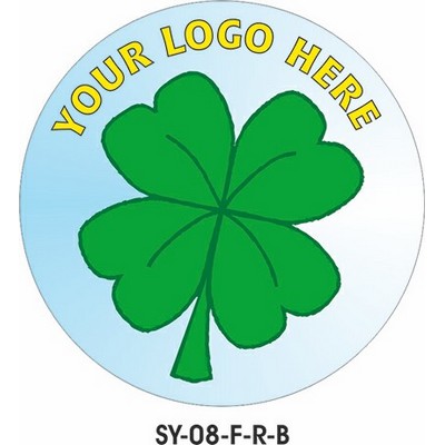 Four Leaf Clover Round Badge w/ Bar Pin (2.5" Diameter)