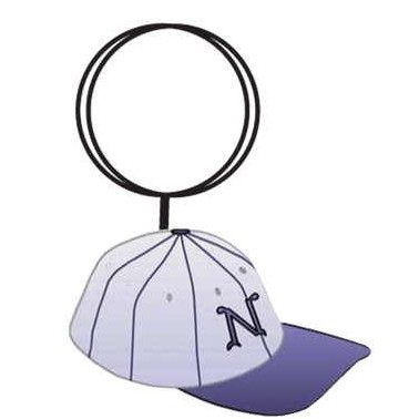 Baseball Cap Key Chain w/Clear Mirrored Back (2 Square Inch)