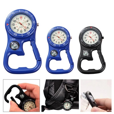 Luminous Compass Carabiner Pocket Watch