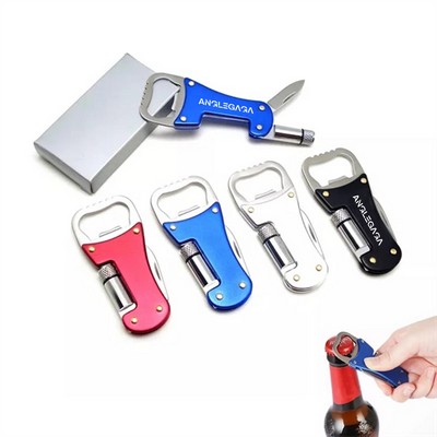 Pocket Tool 3" 1 Bottle Opener With Flashlight And Knife