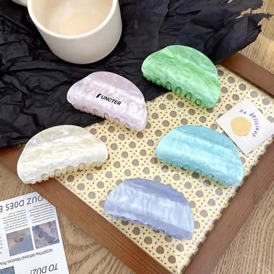 Acrylic Shell-Striped Marble-Pattern Hair Claw Clip