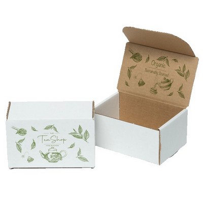 One Color White Display Mailer Box w/2 Sided Imprint (6" x 4" x 3")