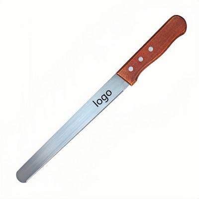 10-Inch Stainless Steel Bread Knife with Rosewood Handle for Slicing Cake and Toast