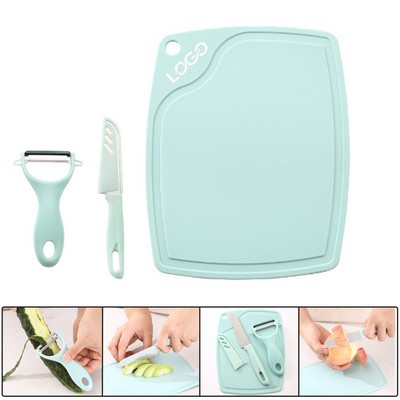 Peeler Fruit Knife Cutting Board 3in1 Kitchen Little Set