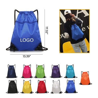 Durable Drawstring Bag With A Zip Bag Outside