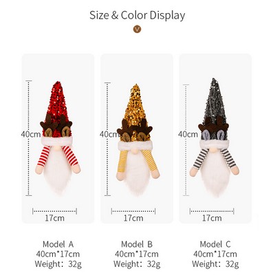 Christmas Sequin Red Yellow Black Hat Wine Bottle Cover Reindeer Antler Wine Topper