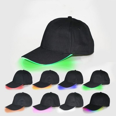 LED lighting Striped Cotton Black Baseball Cap