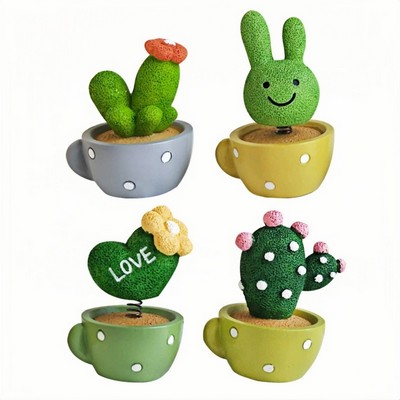Wobbly Spring-Action Cactus Animal Car Ornament and Desk Decor