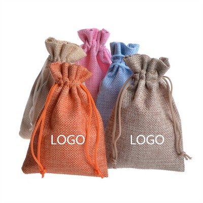Eco-Friendly Natural Jute Drawstring Burlap Gift Pouch in Multiple Sizes