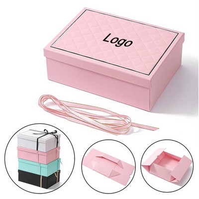 Elegant Foldable Packaging Gifts Box With Lid & Ribbon