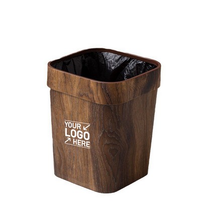 16L Wood Grain Pattern Plastic Waste Bin