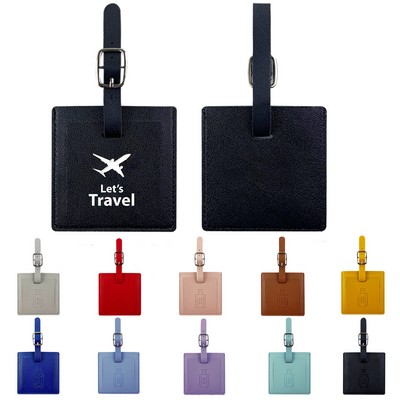 Square Leather Luggage Tag