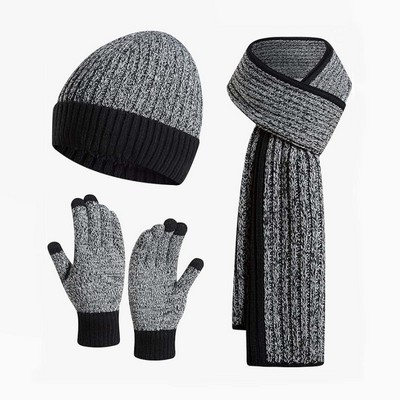 Winter Beanie Hat Scarf Gloves Set