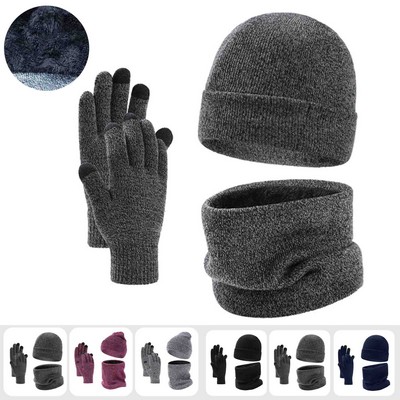 Winter Beanie Hat Scarf Gloves Headband Set Ear Warmer