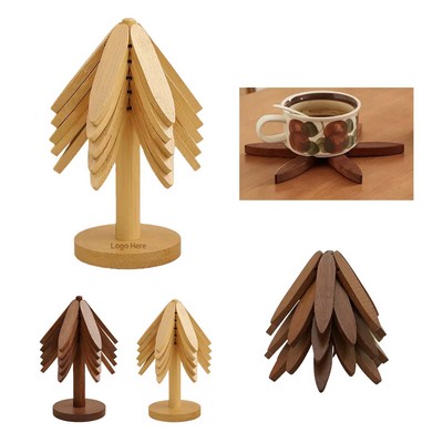 Bamboo Trivets For Hot Dishes Tree Shape Kitchen Decor