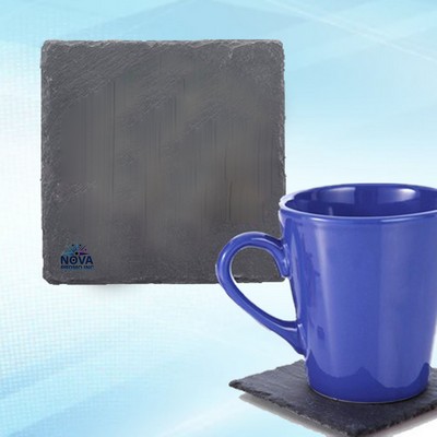 Square Slate Coaster with Custom Imprint and EVA Bottom Pad for High-Quality Branding
