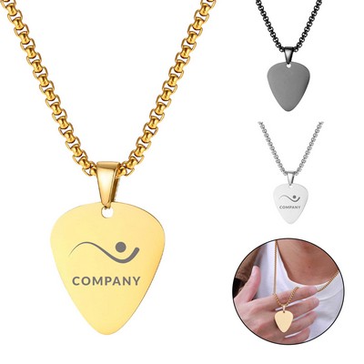 Stainless Steel Gutiar Pick Pendant Necklace