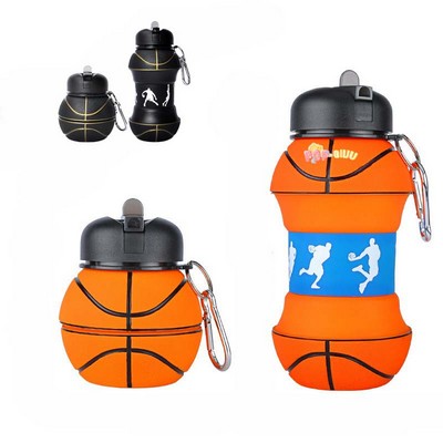 Collapsible Water Bottle With Basketball Design