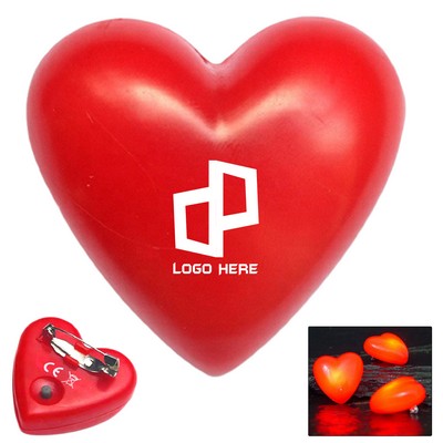 36Mm Red Heart Led Lapel Pin