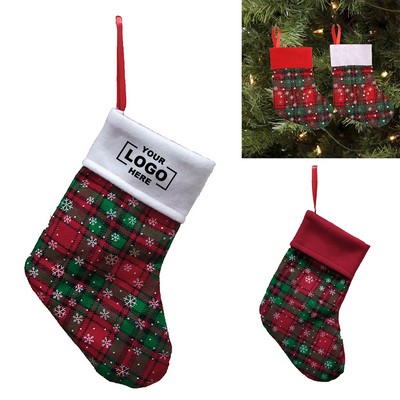 Holiday Deco Plaid Snowflake Christmas Stockings