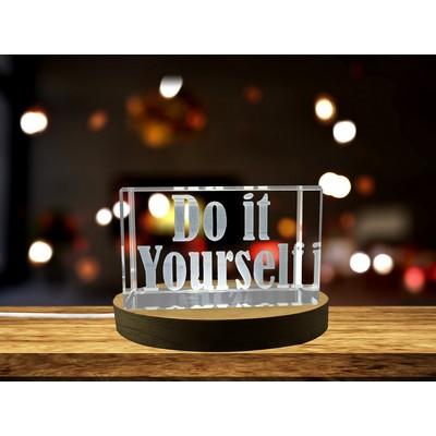 Motivational Quote #8 3D Engraved Crystal w/LED Base Light