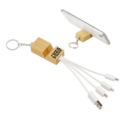 Bamboo Phone Stand 4-in-1 Charging Cable