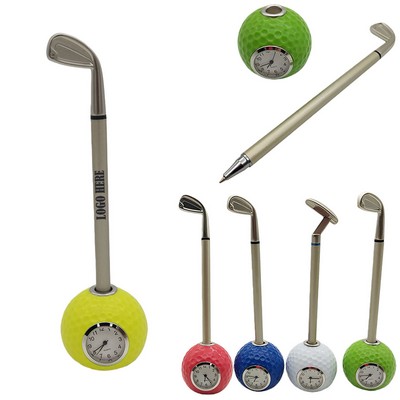 Golf Ball Pen Holder With Clock