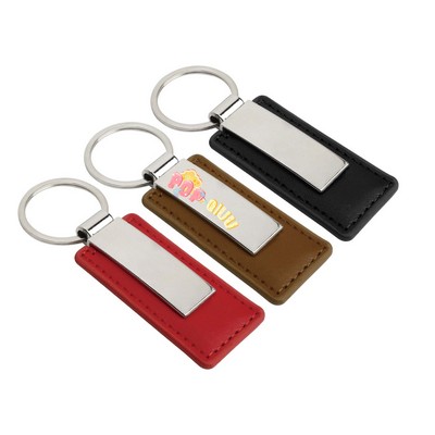 Metal Keychain With PU Leather