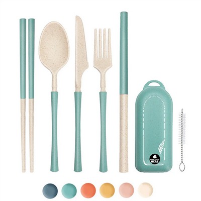 Wheat-Straw Eco-Friendly Travel Cutlery Kit 7-Piece