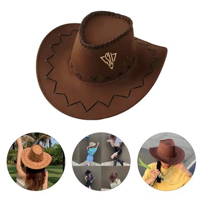 Suede-Like Wide-Brimmed Western Cowboy Hat