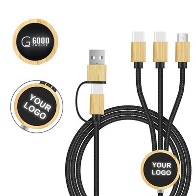 Light-Up Logo Bamboo 3-in-1 Charging Cable