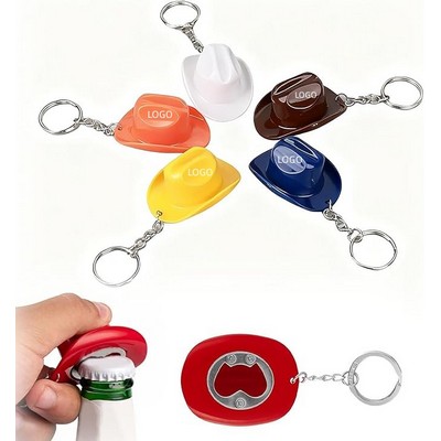 Rustic Western Cowboy Hat Bottle Opener Keychain