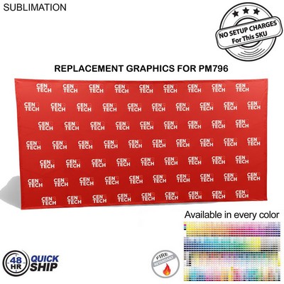 48Hr Quick Ship - Replacement Graphics for 15'w Straight Wall Tension Fabric w/Velcro® on the back