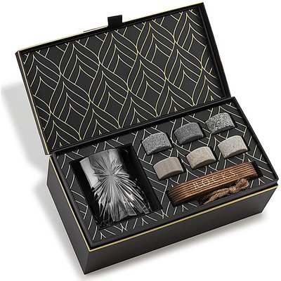 ROCKS Whiskey Chilling Stones & Soleil Whiskey Crystal Glass - The Connoisseur's Gift Set