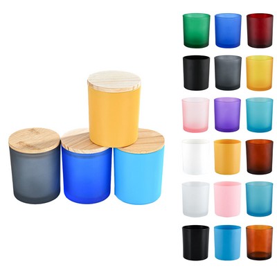 Empty Matte Color Glass Candle Jars With Lid