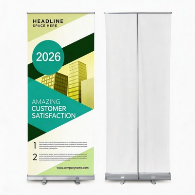 Professional 33.5" x 80" Retractable Banner Stand with Carrying Bag