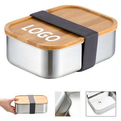 Stainless Steel Lunch Box W/ Wood Lid