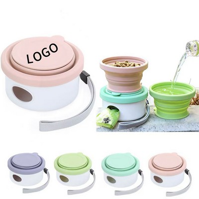 Portable Collapsible Dog Bowl With Treat Container