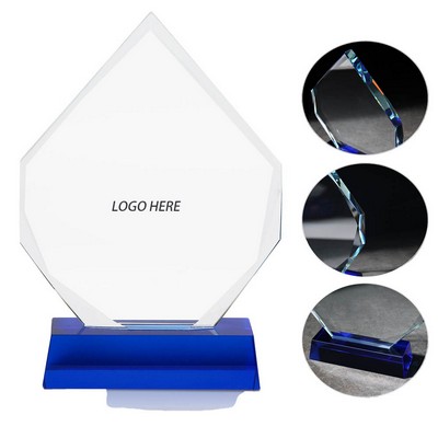 Crystal Diamond Award With Blue Base