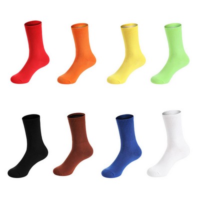 Solid-color mid-calf socks
