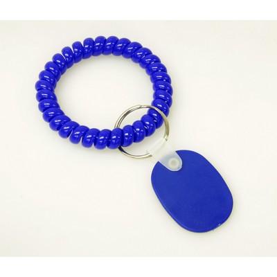 Stretchable Wrist Coil w/ Oval Tag Key Chain