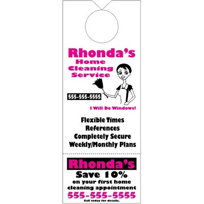 Door Knob Hangers w/tear-off card (3 1/8"x 8 1/8") - White Tag Stock